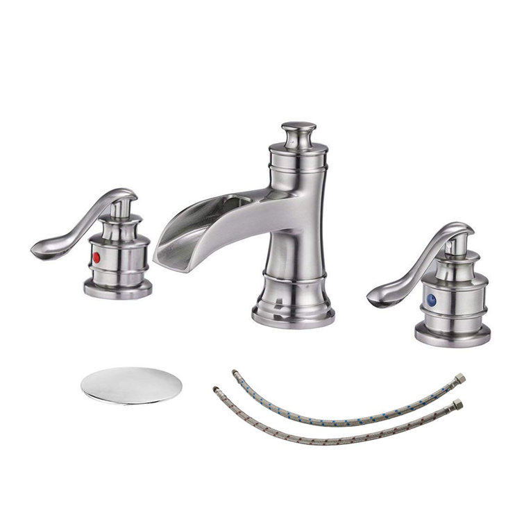 Brushed Nickel 2-Handle Widespread Bathroom Faucet with Drain Assembly