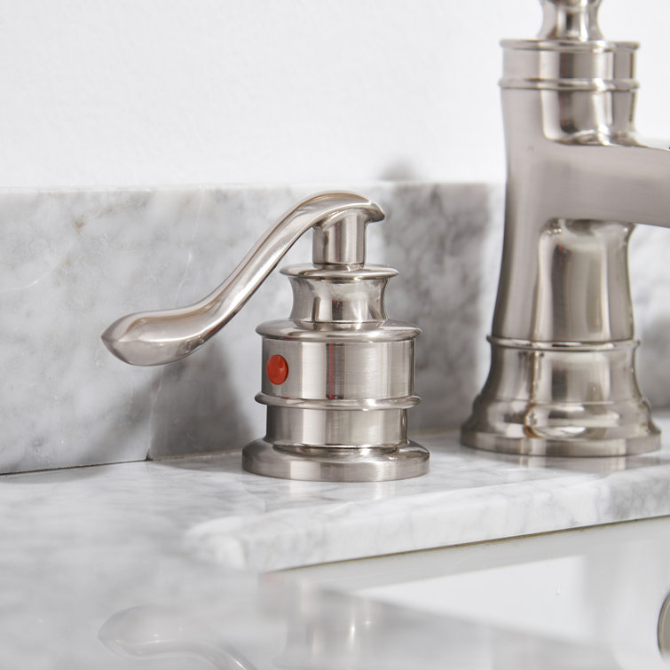 Brushed Nickel 2-Handle Widespread Bathroom Faucet with Drain Assembly