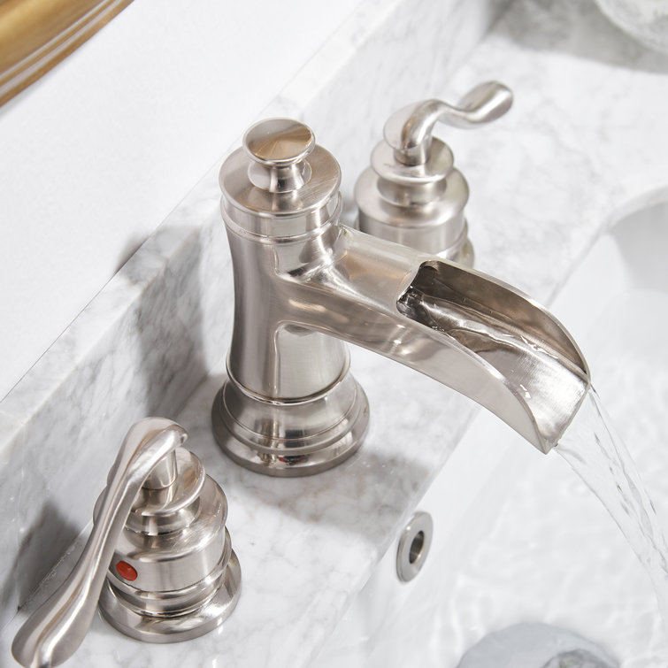 Brushed Nickel 2-Handle Widespread Bathroom Faucet with Drain Assembly