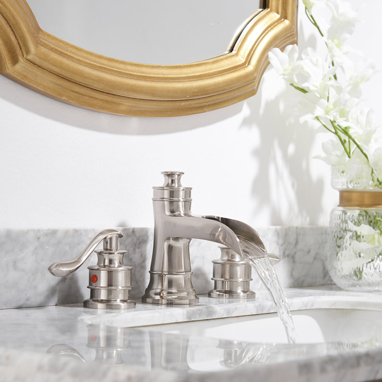 Brushed Nickel 2-Handle Widespread Bathroom Faucet with Drain Assembly