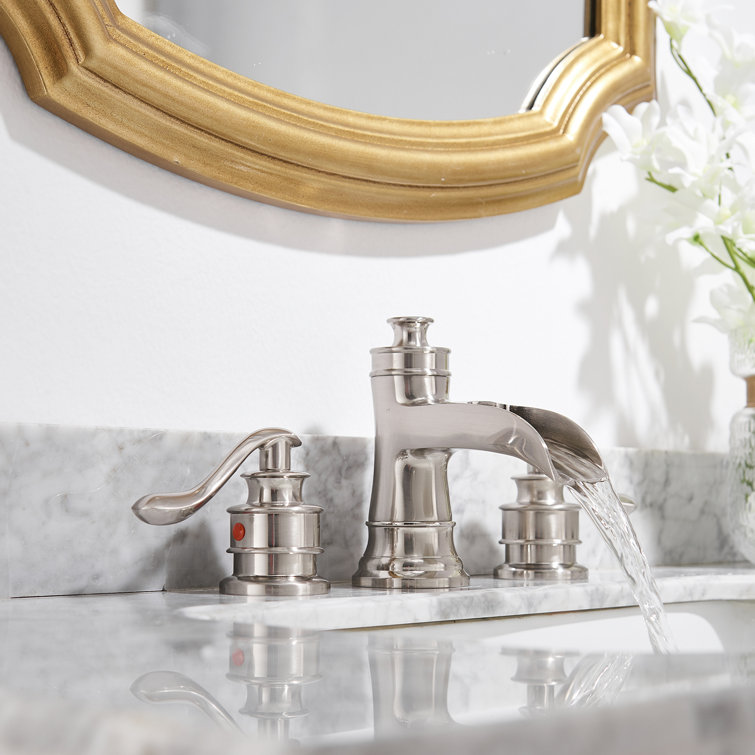 Brushed Nickel 2-Handle Widespread Bathroom Faucet with Drain Assembly