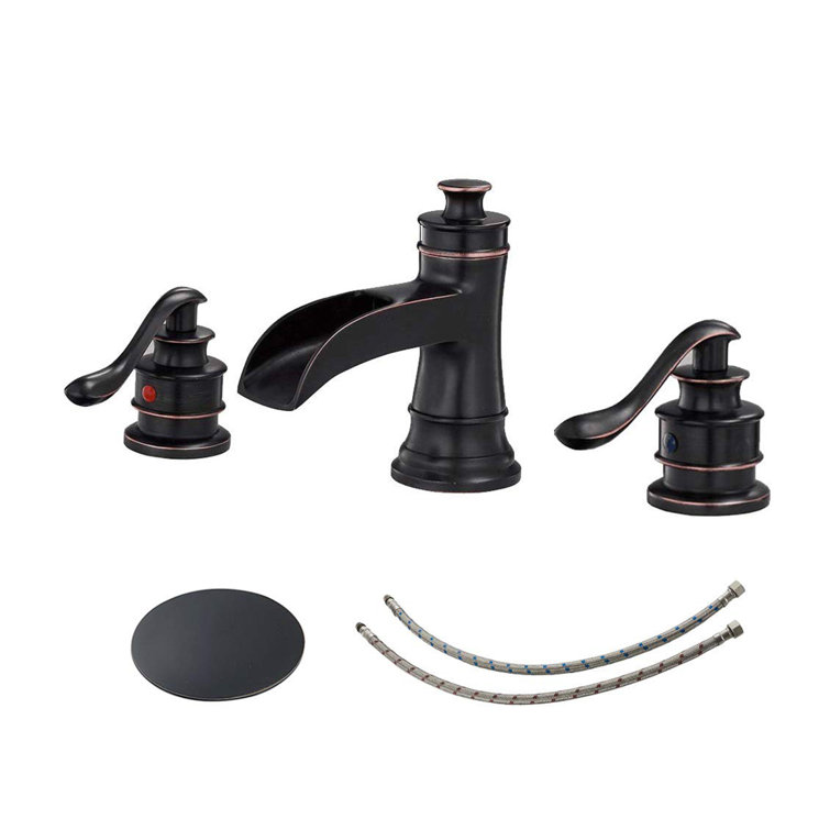 Brushed Nickel Waterfall Single-Handle Bathroom Faucet with Drain Assembly