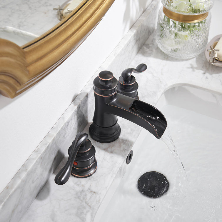 Brushed Nickel Waterfall Single-Handle Bathroom Faucet with Drain Assembly
