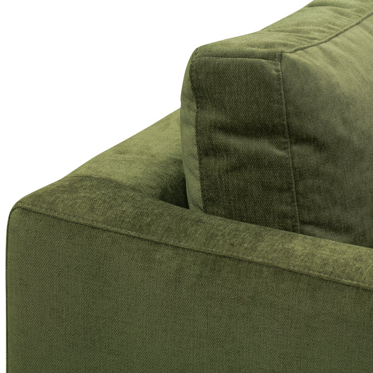 Napa 42" Distressed Green Velvet Armchair with Walnut Wood Legs