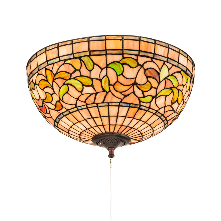 Mauve Beige 3-Light Tiffany Inspired Glass Flushmount