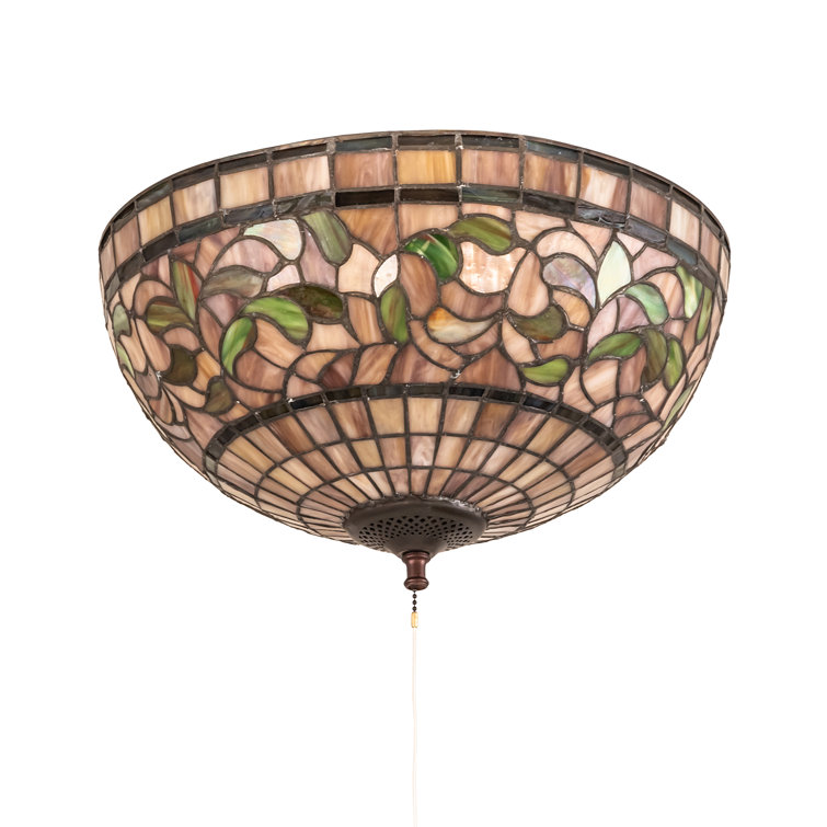 Mauve Beige 3-Light Tiffany Inspired Glass Flushmount