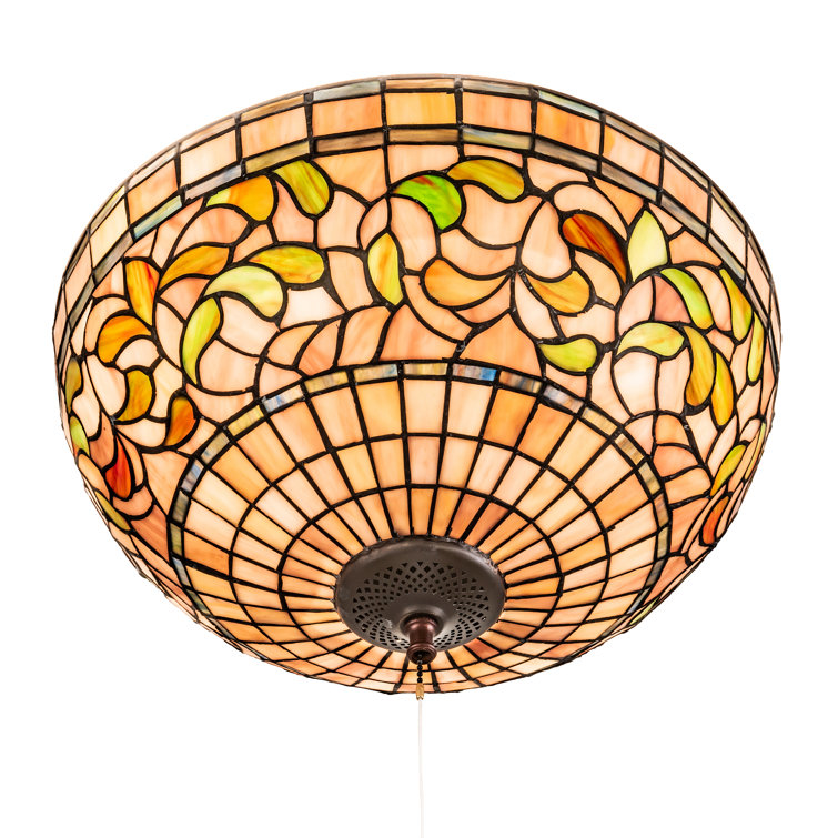 Mauve Beige 3-Light Tiffany Inspired Glass Flushmount