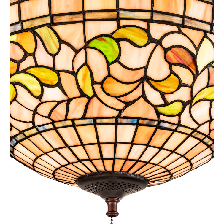 Mauve Beige 3-Light Tiffany Inspired Glass Flushmount