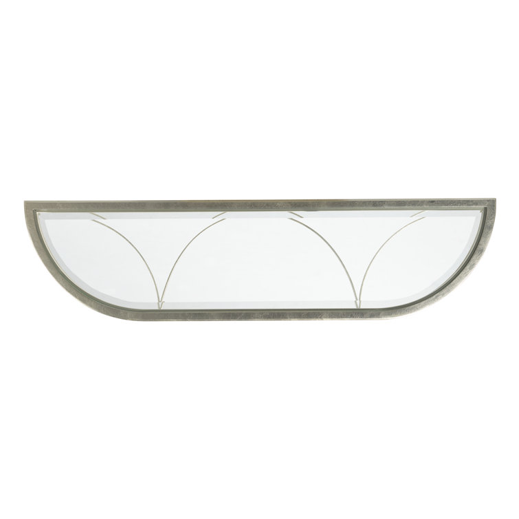 Madeline Demilune Console Table with Beveled Glass Top in Silver Leaf