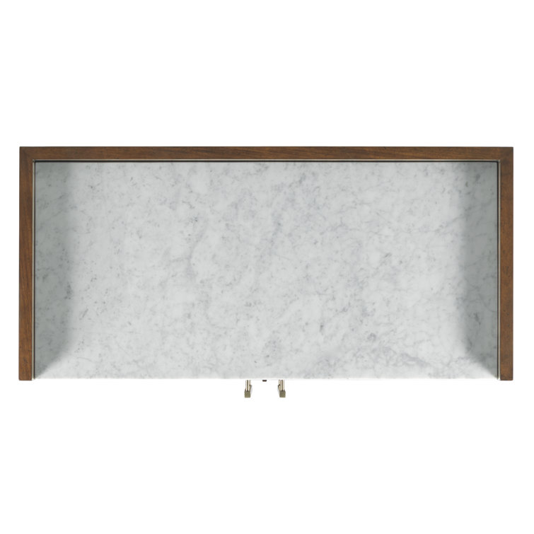 Mahogany and Carrara Marble Top Bar Cabinet