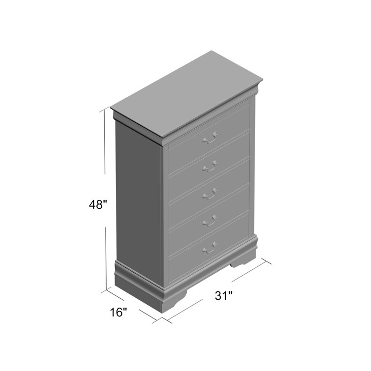 Black Wood 5-Drawer Lingerie Chest with Dovetail Drawers