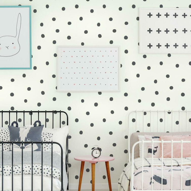 Black and White Polka Dot Peel & Stick Vinyl Wallpaper Roll