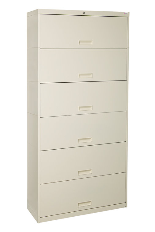 Bone White 30'' Wide 6-Drawer Steel Vertical Filing Cabinet