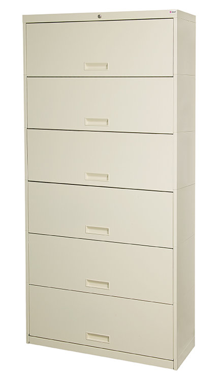 Bone White 30'' Wide 6-Drawer Steel Vertical Filing Cabinet