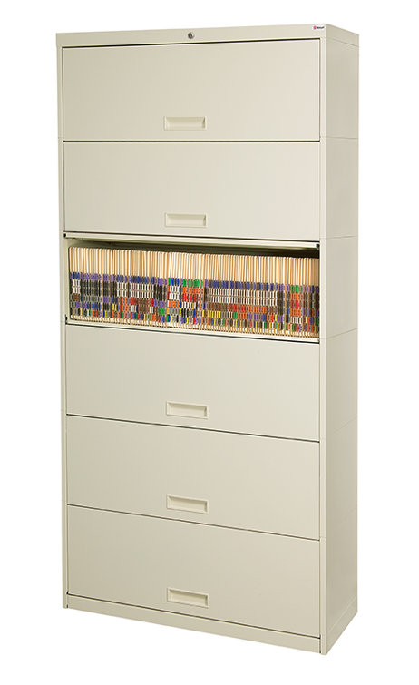 Bone White 30'' Wide 6-Drawer Steel Vertical Filing Cabinet