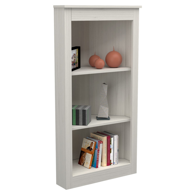 Elegant Washed Oak Corner Bookcase with 3 Open Shelves