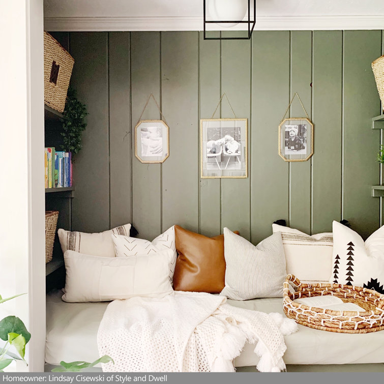 Aged Brass and Black Glass Globe Flush Mount Light