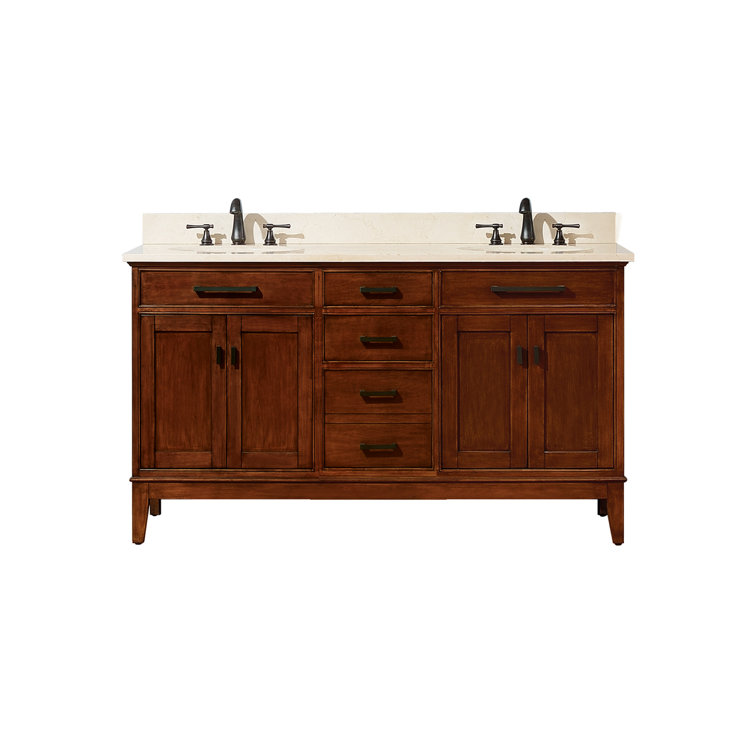 Madison 60" Tobacco Double Vanity with Carrera Marble Top