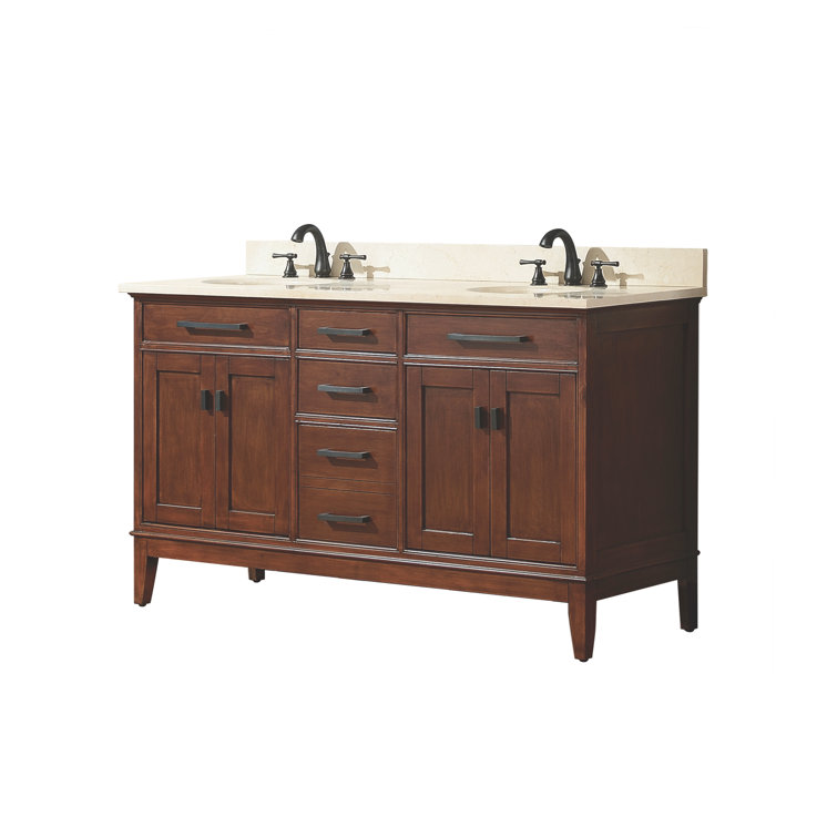 Madison 60" Tobacco Double Vanity with Carrera Marble Top