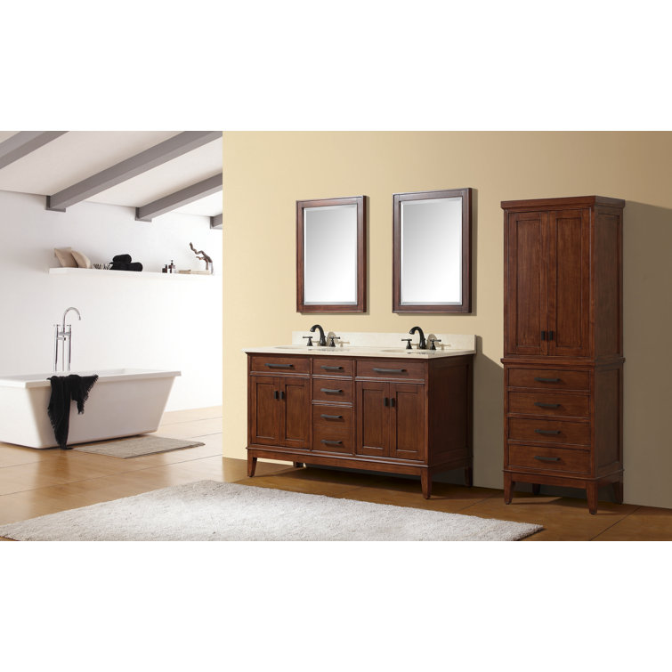 Madison 60" Tobacco Double Vanity with Carrera Marble Top