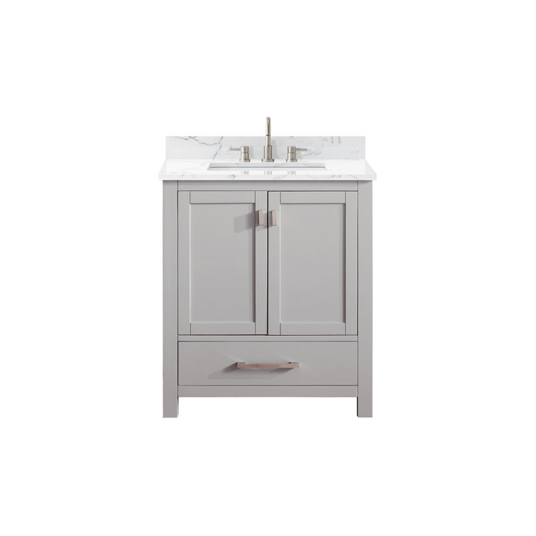 White 31'' Freestanding Vanity with Cala White Marble Top