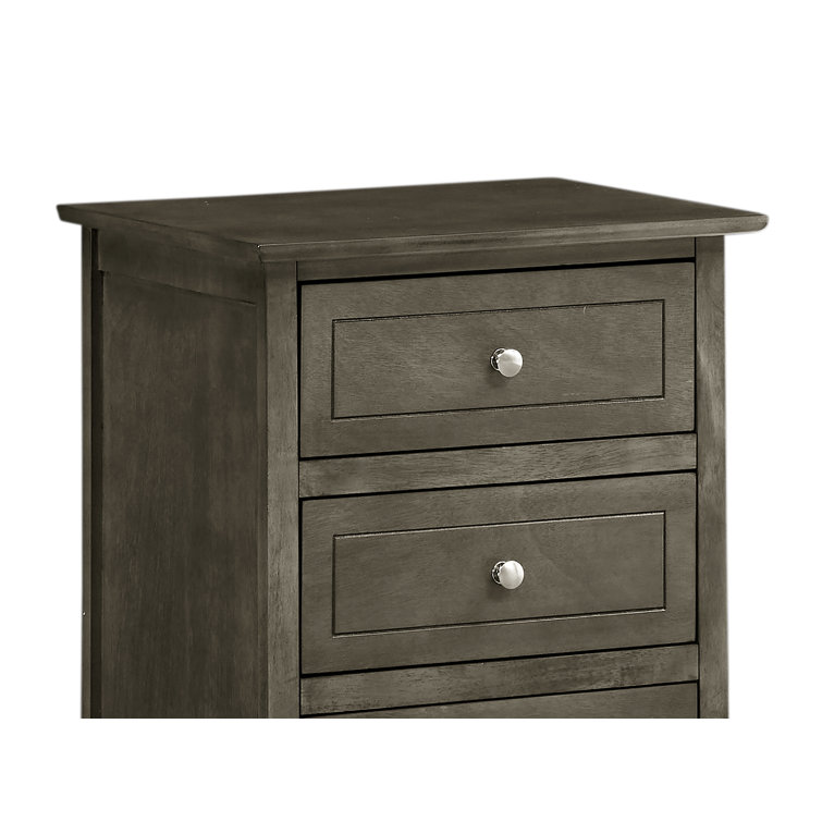 Gray Particle Board 3-Drawer Nightstand for Bedroom