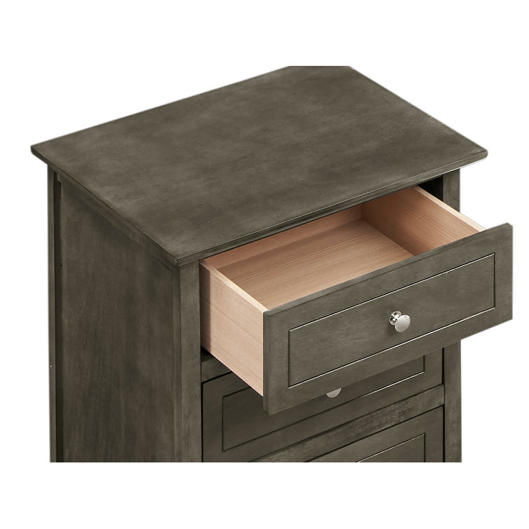 Gray Particle Board 3-Drawer Nightstand for Bedroom