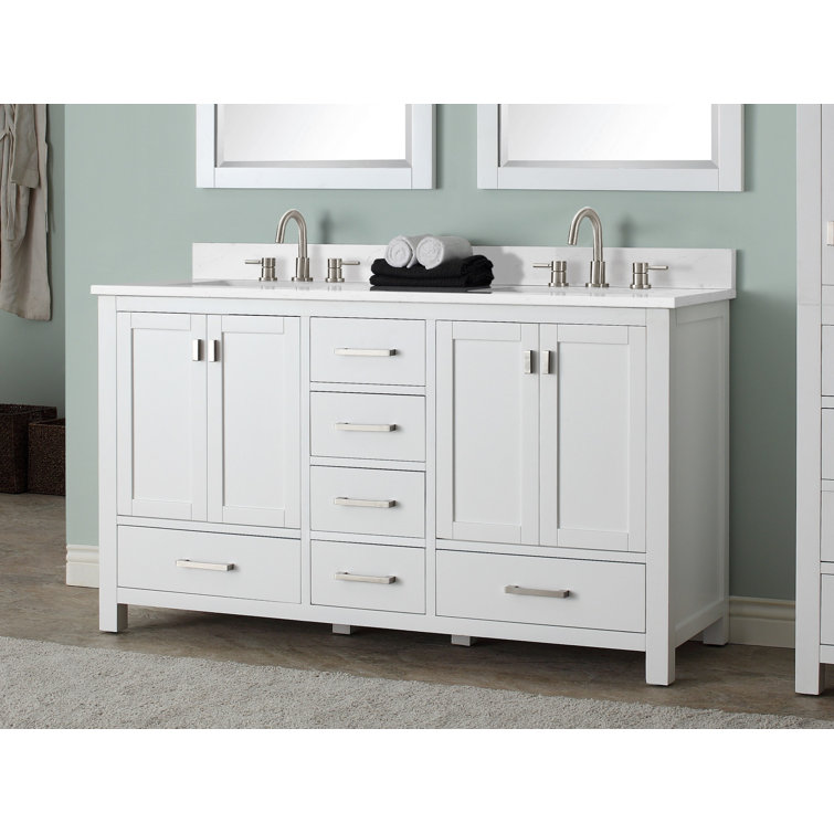 White Double Vanity with Cala White Marble Top