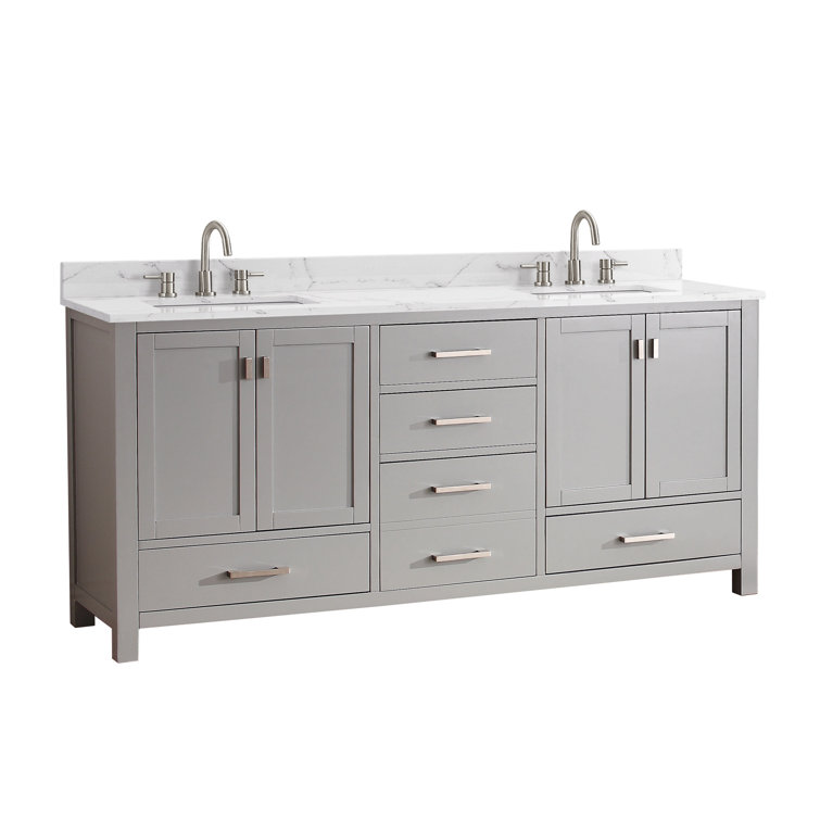 Chilled Gray 73'' Double Vanity with Cala White Top