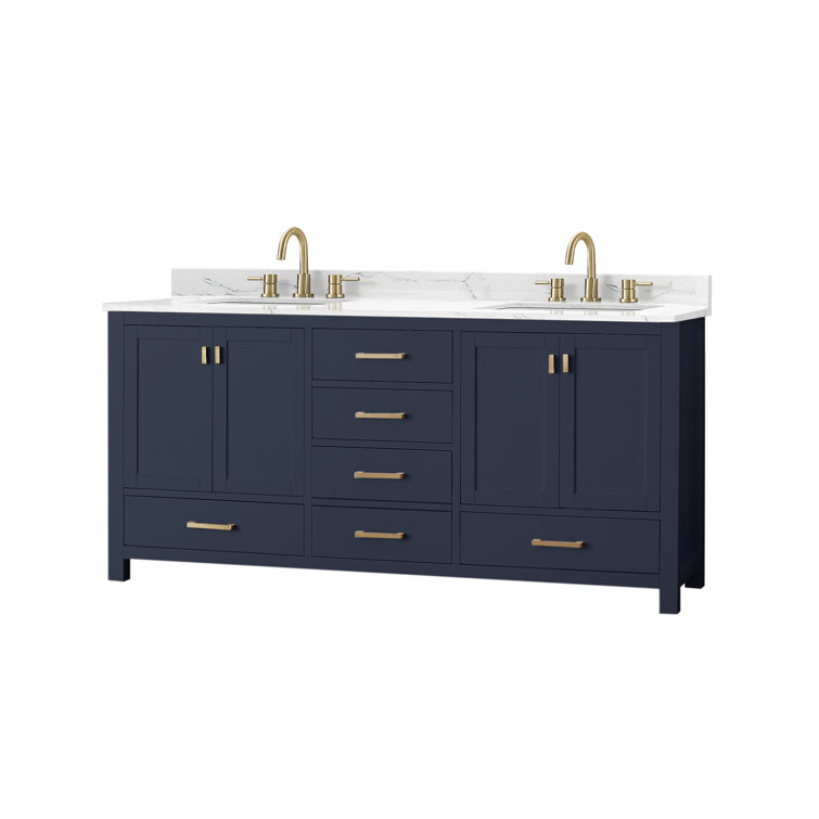 Chilled Gray 73'' Double Vanity with Cala White Top