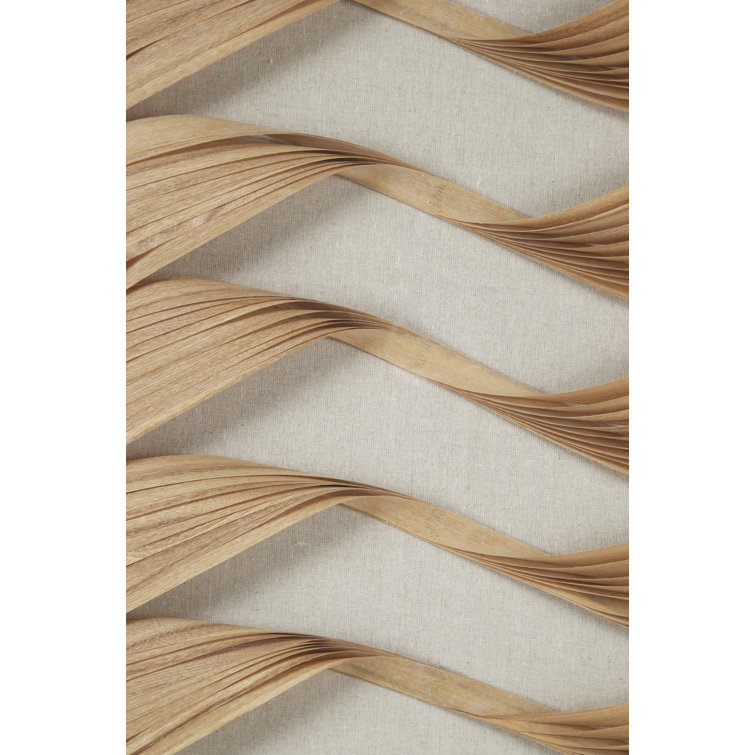 Large Brown Wood and Rattan Shadow Box Wall Art Set