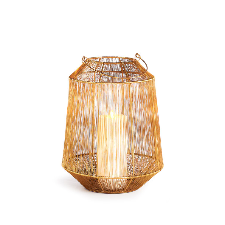 Winter Glow Antique Brass Hanging Candle Lantern, 19.5"