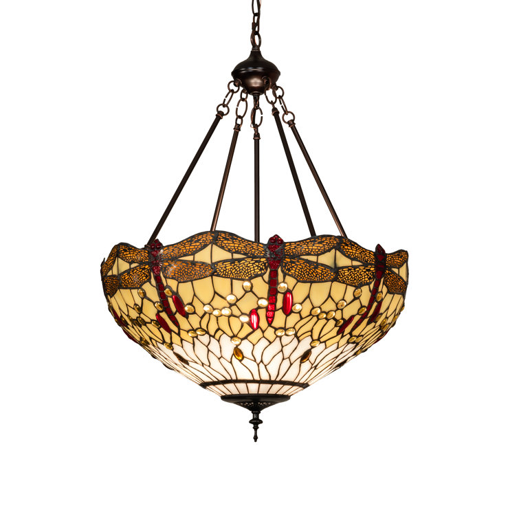 Mahogany Bronze 3-Light Pendant with Sunflower Glass Shade