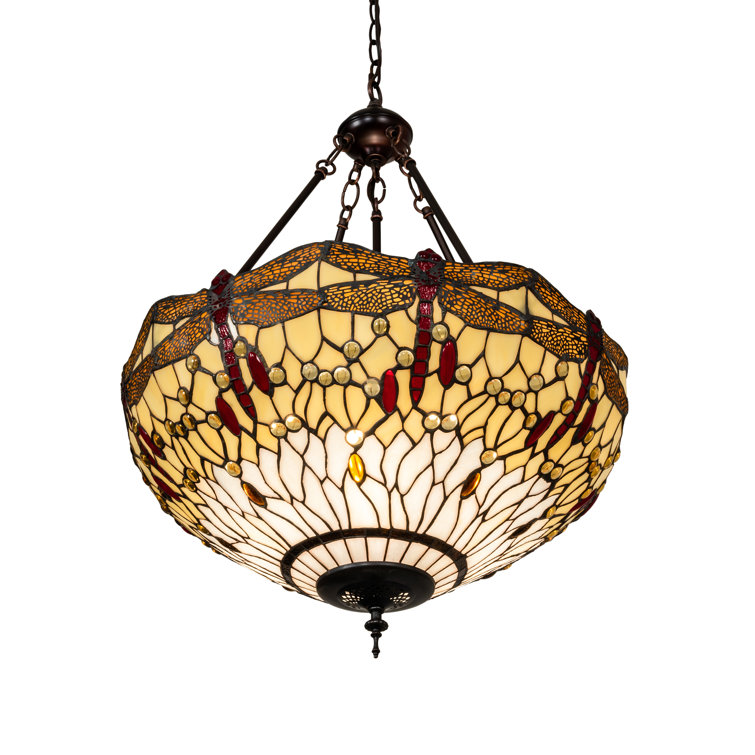 Mahogany Bronze 3-Light Pendant with Sunflower Glass Shade