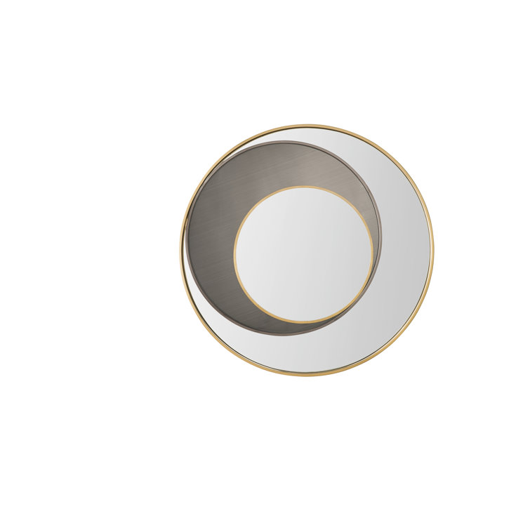 35.4" Round Matte Gold Stainless Steel Framed Mirror