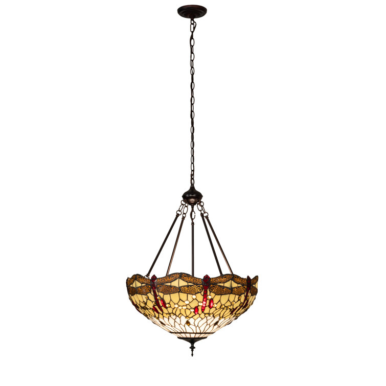 Mahogany Bronze 3-Light Pendant with Sunflower Glass Shade