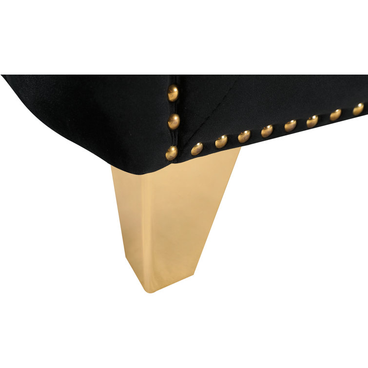 Michelle Black Velvet Armchair with Gold Iron Legs