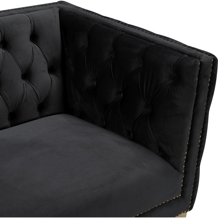 Michelle Black Velvet Armchair with Gold Iron Legs