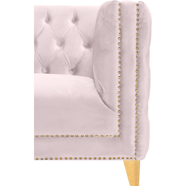 Michelle Soft Pink Velvet Armchair with Gold Iron Legs