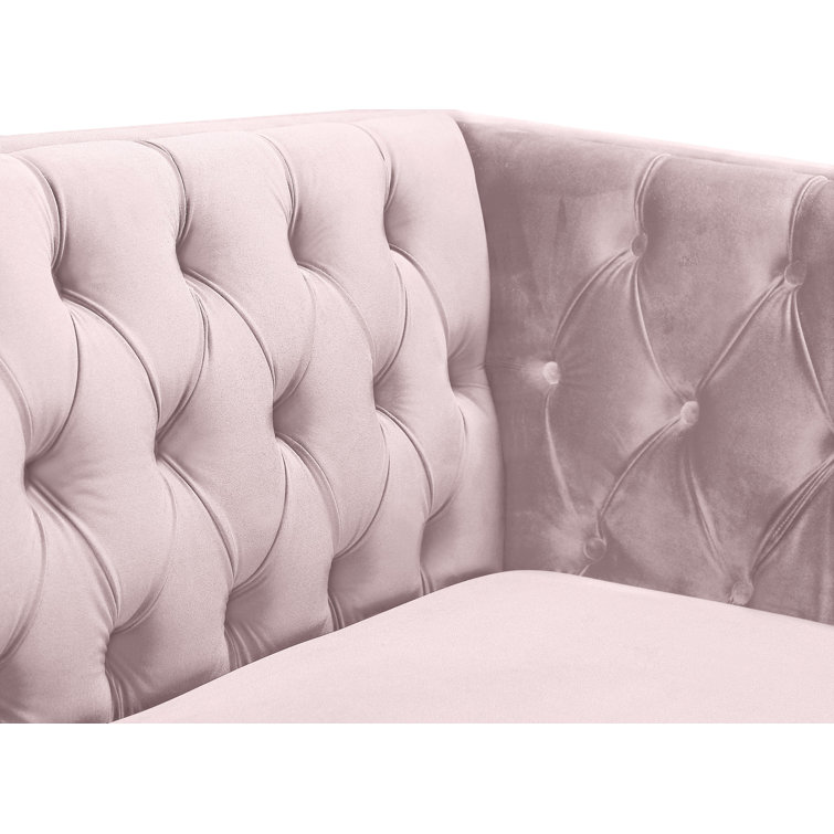 Michelle Soft Pink Velvet Armchair with Gold Iron Legs