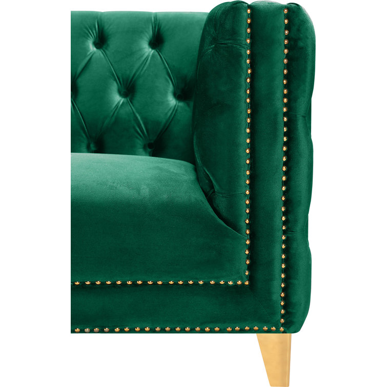 Michelle Green Velvet Armchair with Gold Iron Legs