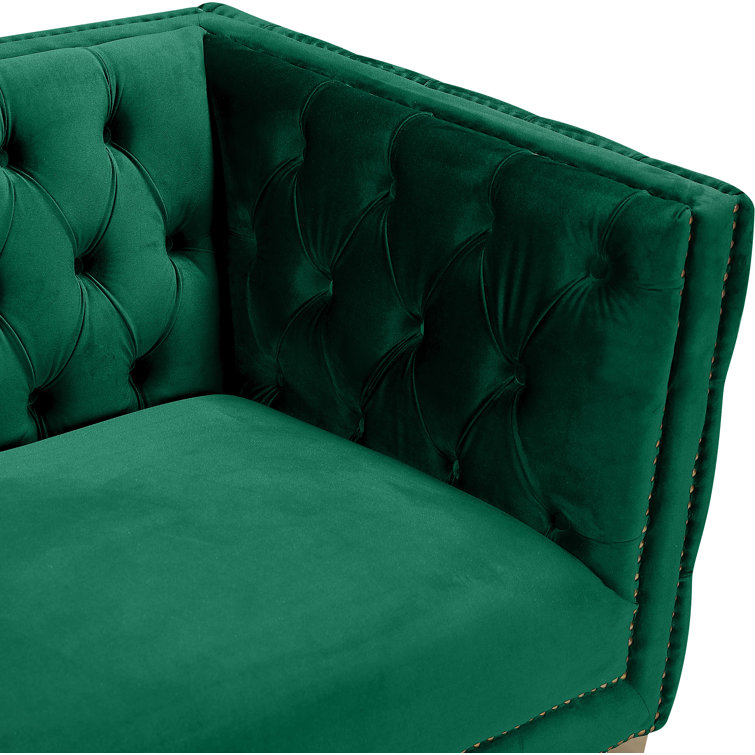 Michelle Green Velvet Armchair with Gold Iron Legs