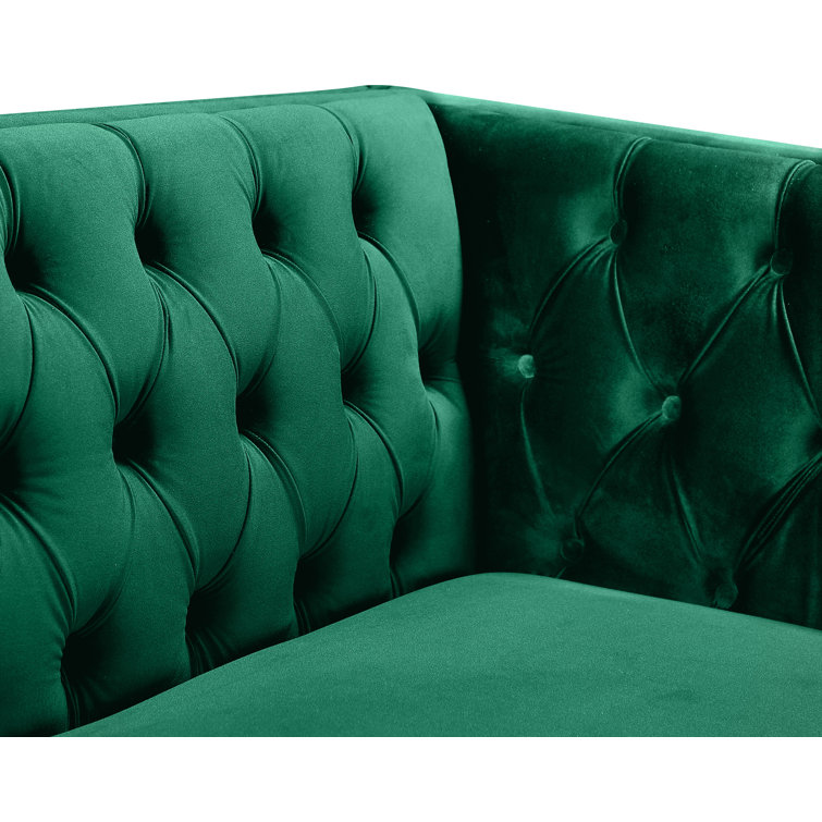 Michelle Green Velvet Armchair with Gold Iron Legs