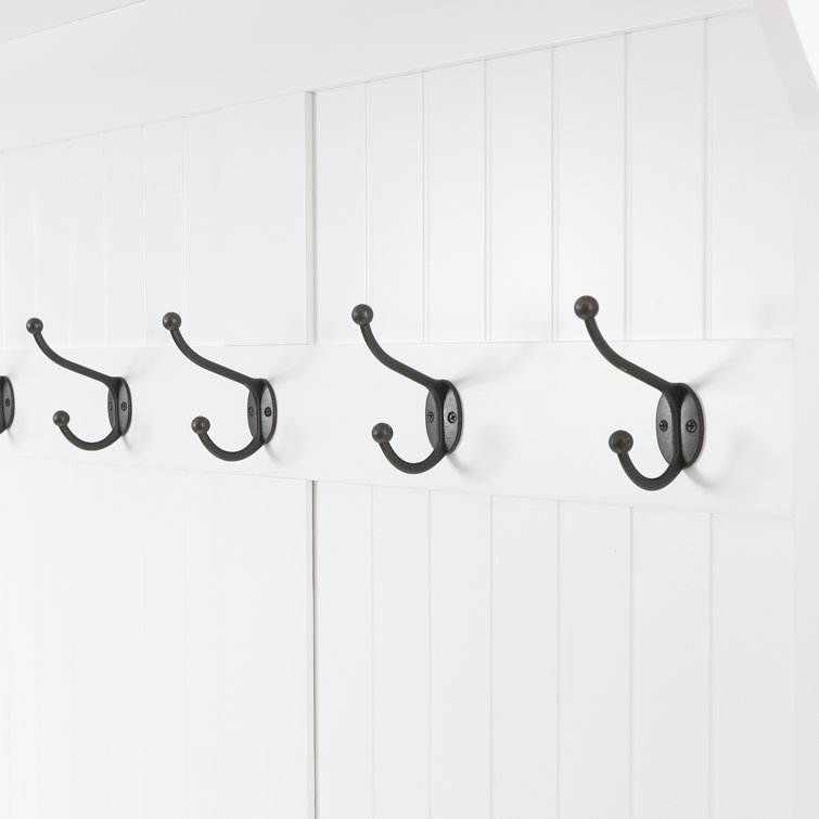 Bright White MDF Hall Tree with Storage Bench and Coat Hooks