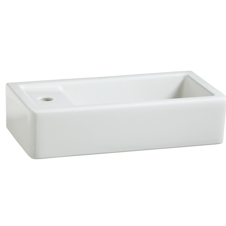 Cossu White Ceramic Rectangular Wall Mount Bathroom Sink
