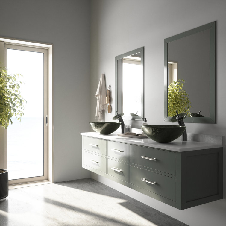 Gray Onyx 17" Circular Glass Vessel Sink