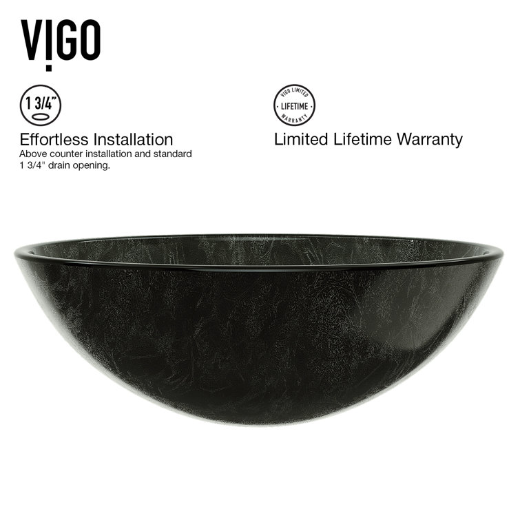 Gray Onyx 17" Circular Glass Vessel Sink
