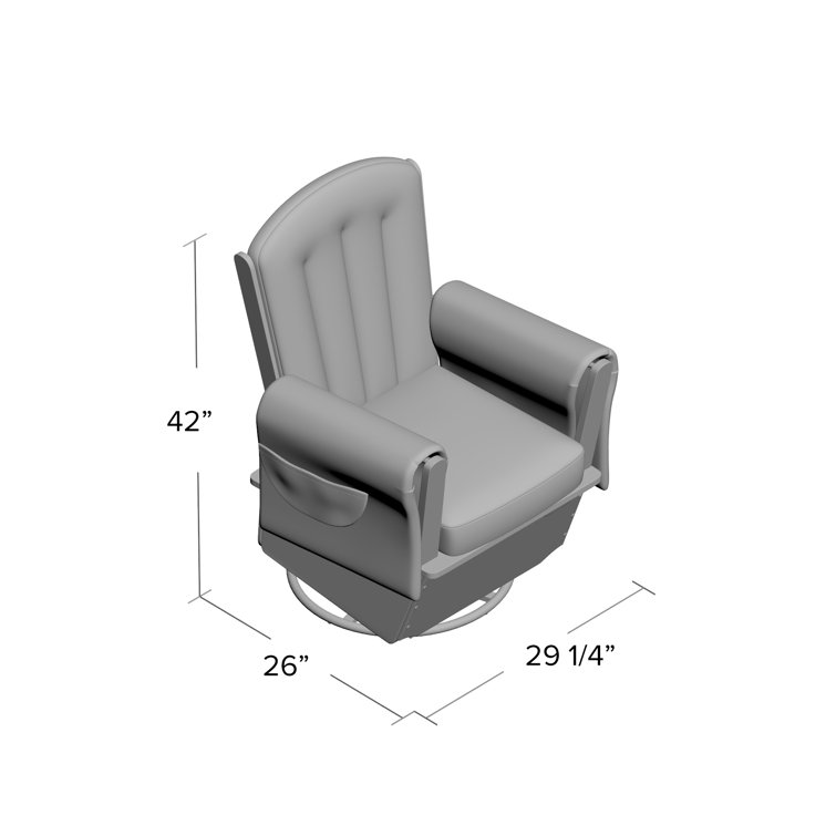 Natural Wood Swivel Glider Rocker with Blue Microfiber Cushions