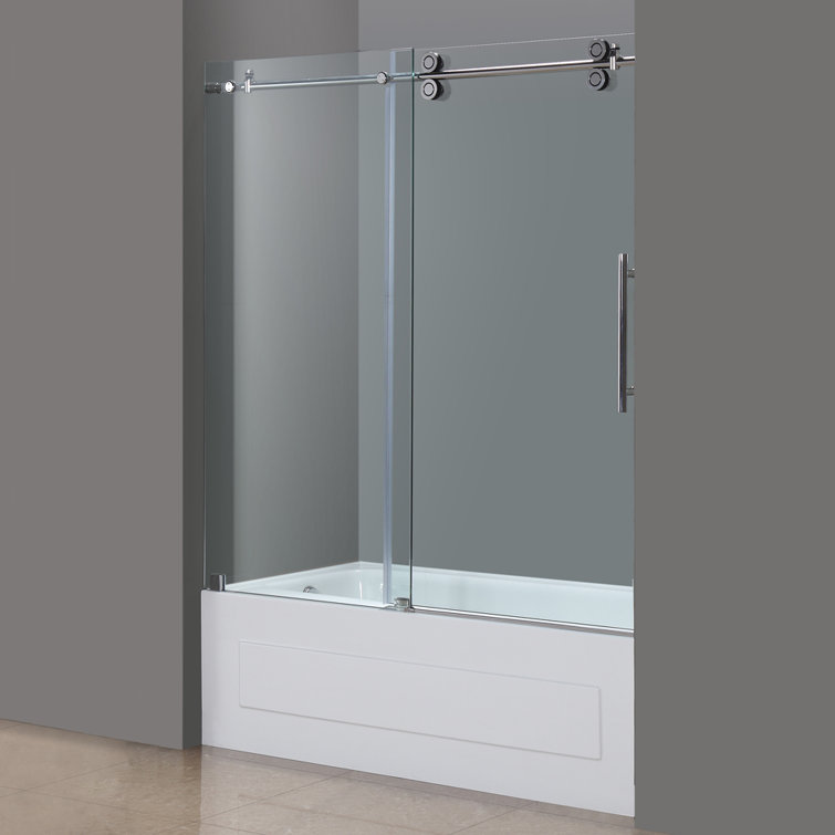 Langham 60'' Clear Glass Stainless Steel Sliding Tub Door
