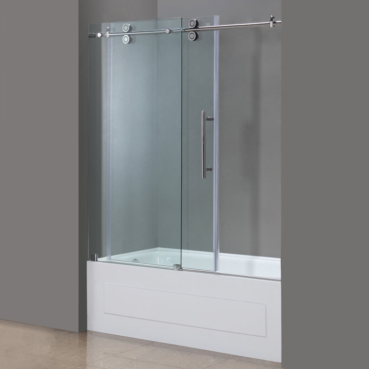 Langham 60'' Clear Glass Stainless Steel Sliding Tub Door